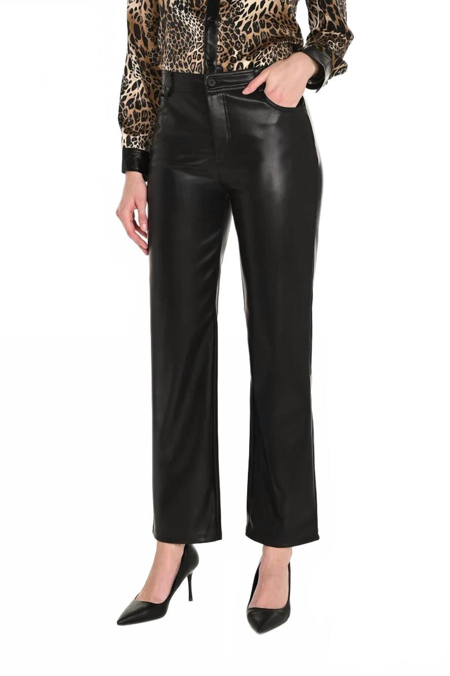 NEW FRANK LYMAN vegan pleather straight leg pant in black